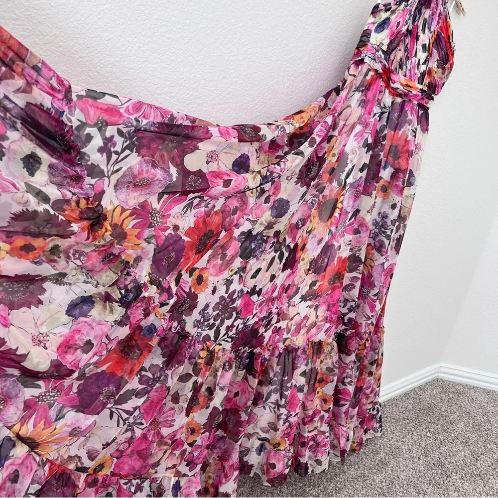 NEW Mac duggal white pink red Floral gown size 10 - Picture 6 of 13